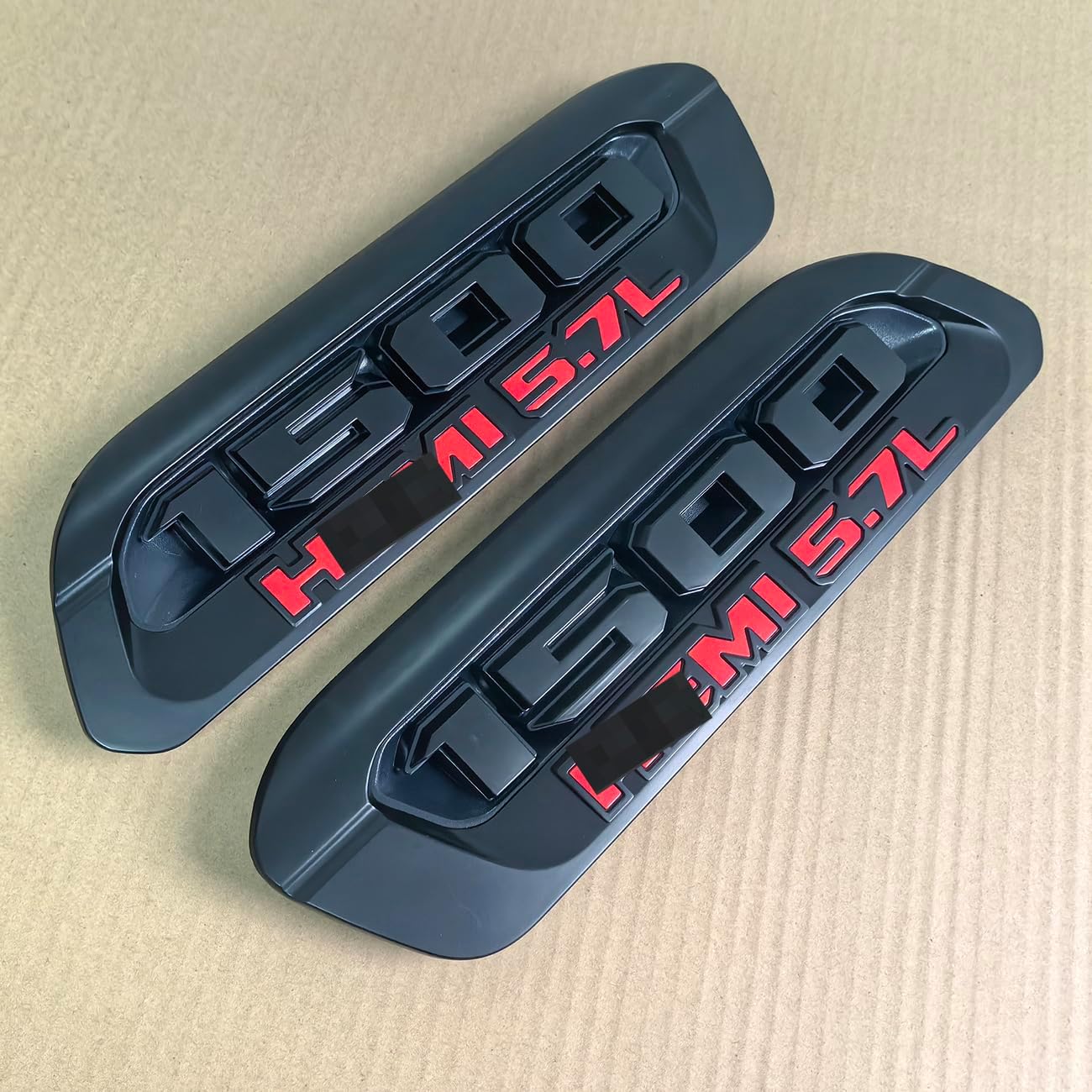 2pack OEM Hood Emblem Replacement for 2019-2026 1500 5.7L Badge Truck Accessories Left Right Nameplate 68309877AA 68276336AA (Matte Black)
