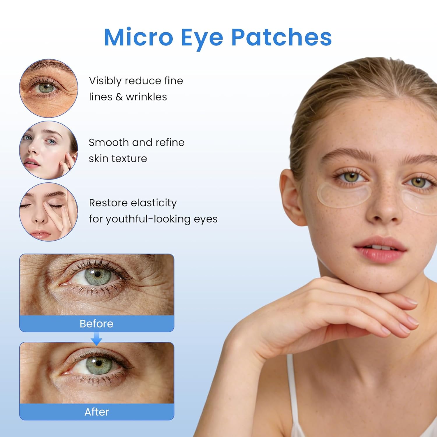 Dissolvable Micro Dart Under Eye Patches for Dark Circles, Puffiness & Fine Lines | Hyaluronic Acid, Retinol, Collagen, Peptides, Vitamin C & Niacinamide | Korean-Inspired Eye Care (8 Count)