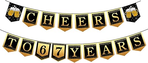 67th Happy Birthday Banner, 67 Year Old Birthday Decorations for Women or Men, Amazing Party Bunting Decoration, Hanging Decor for Mother or Dad
