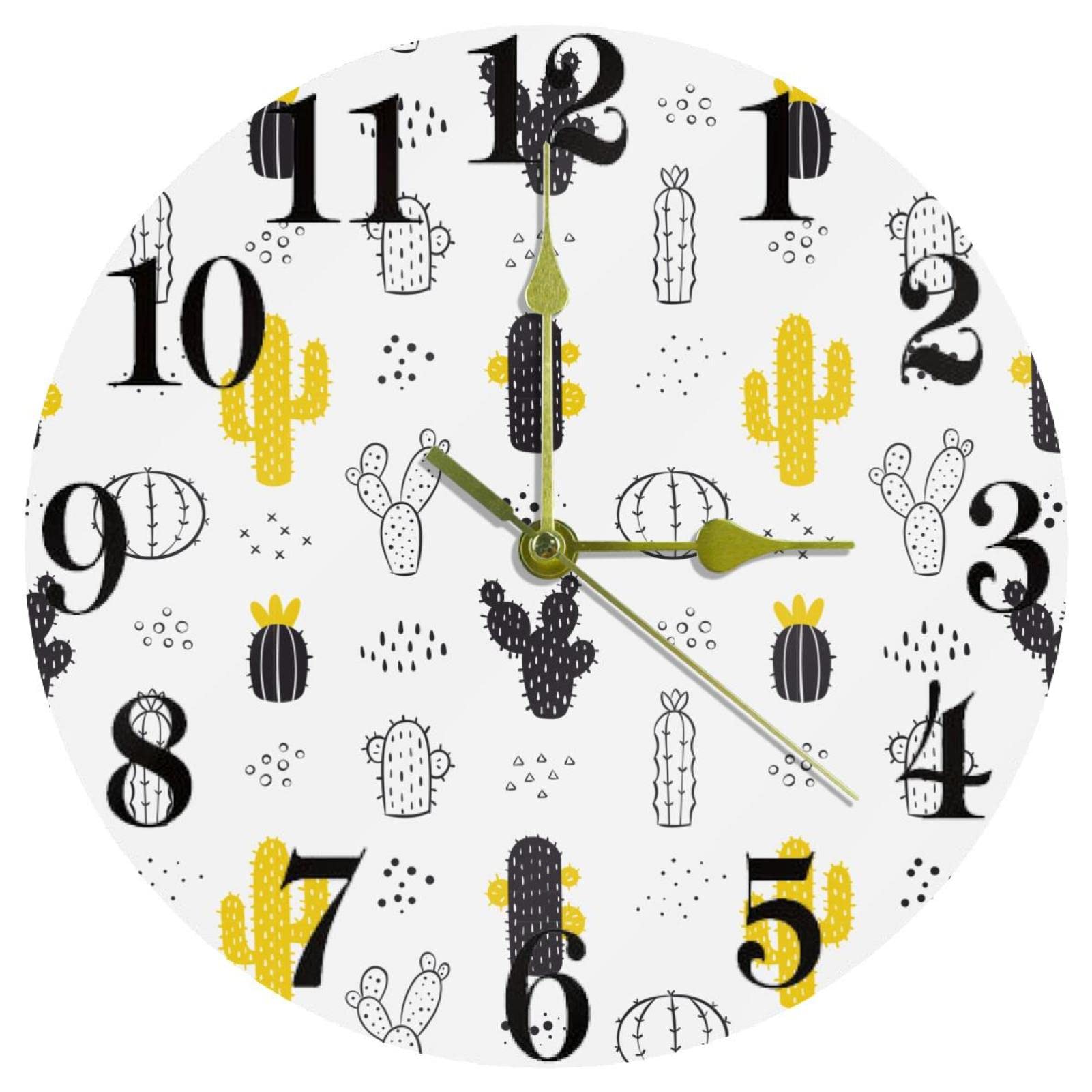 Horloge murale cactus silencieuse pour décorer la salle de classe ou le bureau moderne