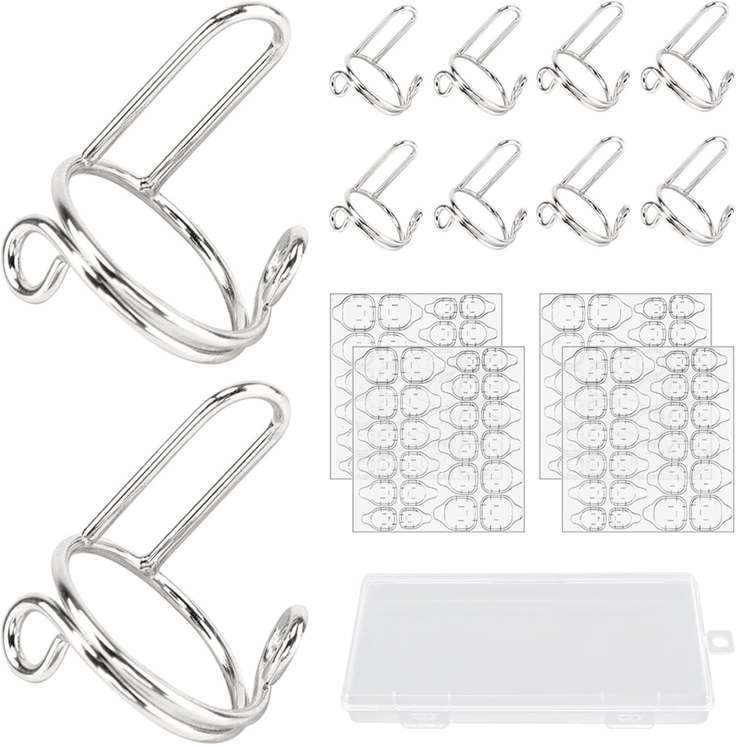 EMVANV 155pcs Wudu Nail Rings Adjustable, Nail Adhesive Tabs No Glue No Adhesive Women Gift Ring Set For Muslim Nail Ring Set DIY Gift (Silver)