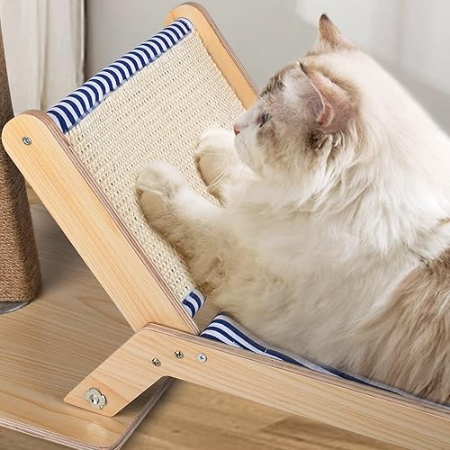 Vista 6 de Cat Scratch Post with Lounge 2 in 1, 29.5 Inch Tall Palm Tree Cat Scratching Post for Indoor Cats, Sisal Rope Scratching Posts with Beach Chair for