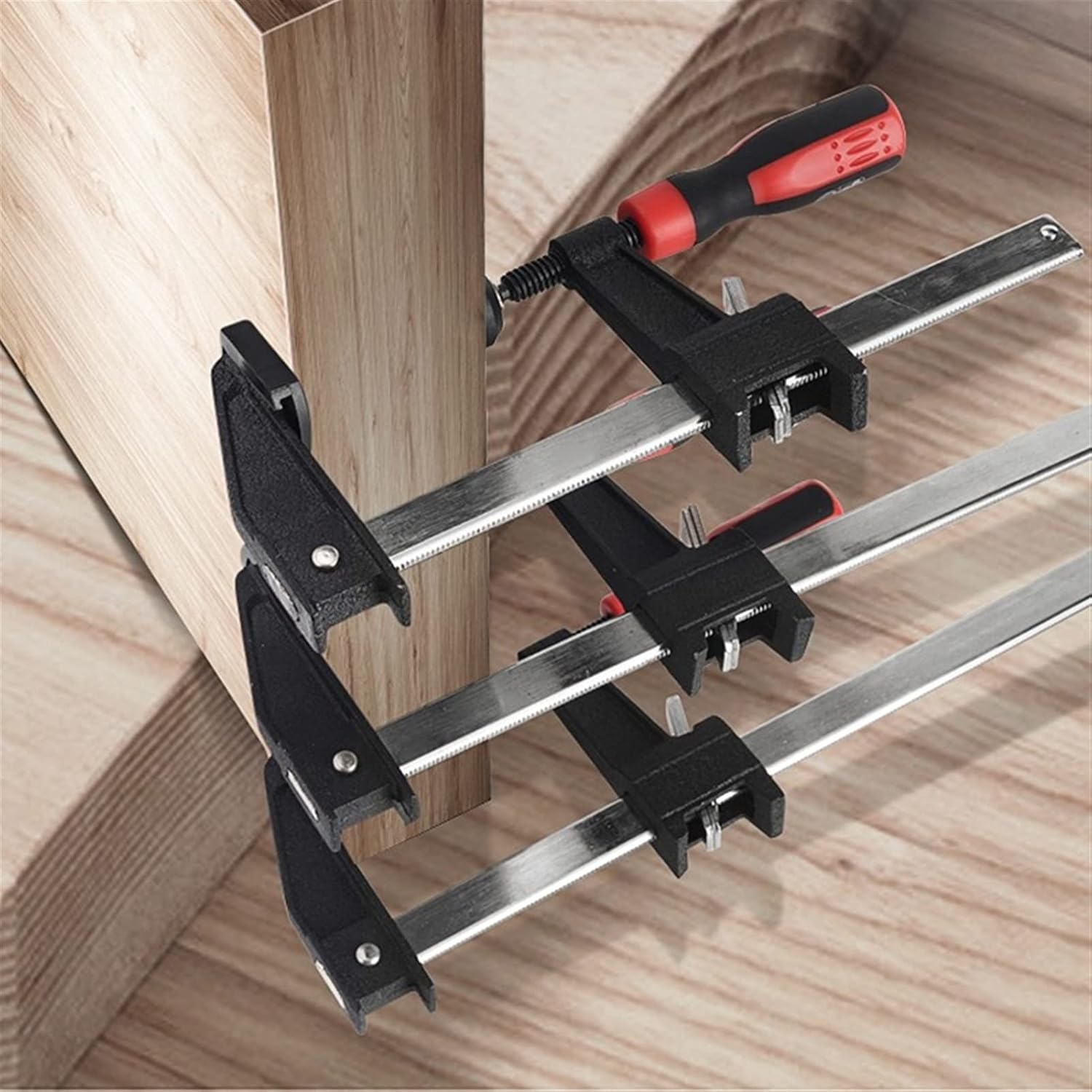 Amazon | WORKPRO クランプ Fクランプ クイックバークランプ 120mm&150mm 4本組 最大締付力約23kg&68kg 1セット2役 クイックリリースレバー 滑り止め 樹脂保護パッド付き 木工作業 木材 強力固定 接着 溶接 切削 DIY工具 | Cクランプ