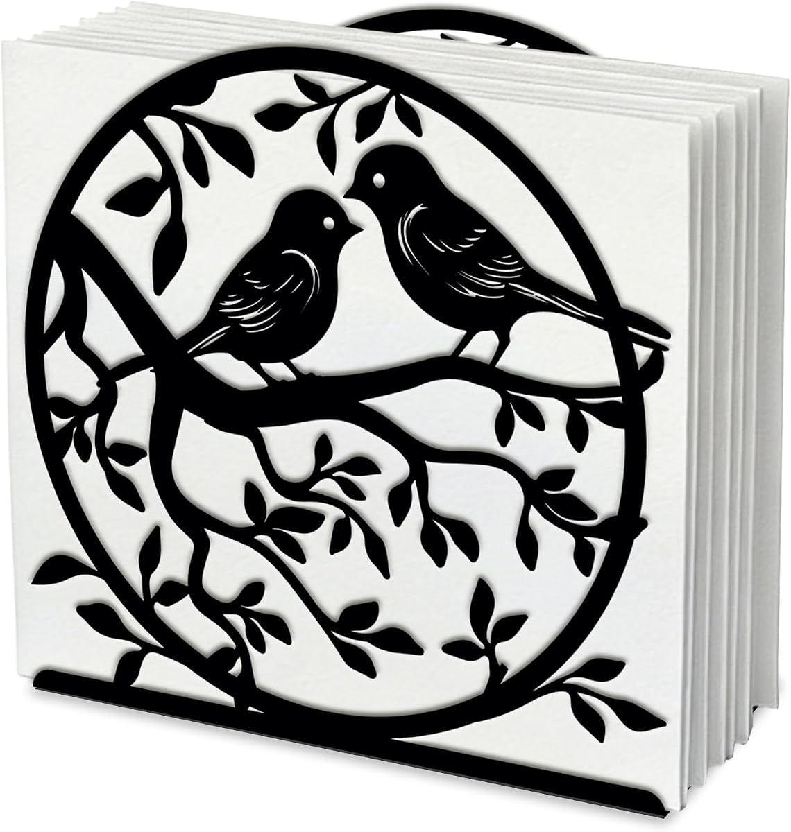 SUPERDANT Servilletero de metal con diseño de pájaro en rama, organizador de servilletas de papel para cocina, dispensador de servilletas, hogar, comedor, cena, fiesta, granja, decoración de mesa, regalos