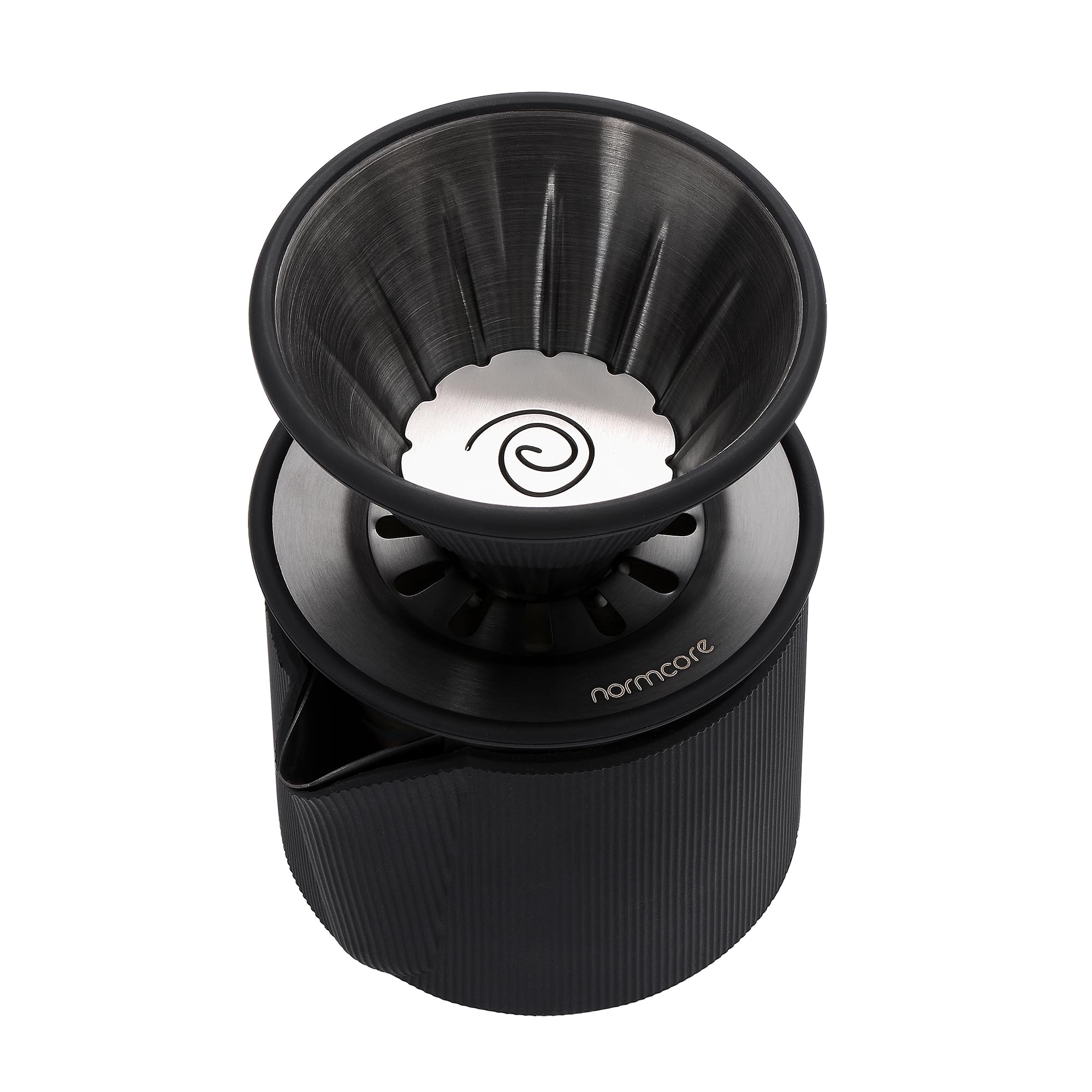 Normcore Set da viaggio per versare il caffè, set portatile per versare il caffè, gocciolatore da viaggio per tazza singola, utilizzare V60 e macchina da caffè in carta con filtro a onda, acciaio