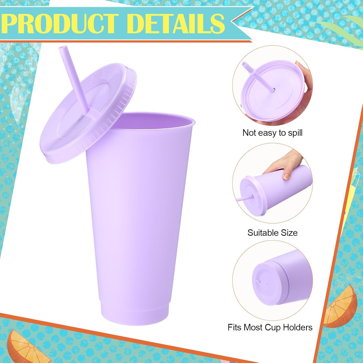 Honeydak 30 Pack Tumbler with Straw and Lid Bulk Cups for Gifts Water Bottle Iced Coffee Travel Mug Cup Reusable Plastic Tumblers for Party Birthdays 24-27 oz (Pastel Color) - Image 3