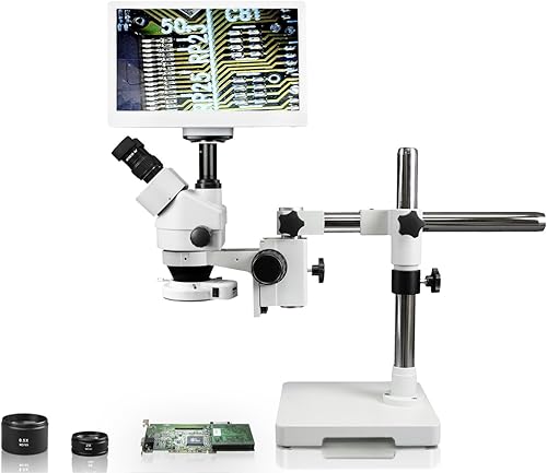 Vision Scientific VS-3FZ-IFR07-RET11.6 Microscopio estéreo con zoom trinocular simulfocal, ocular 10x WF, aumento de 3.5x-90x, lente auxiliar 0.5X y