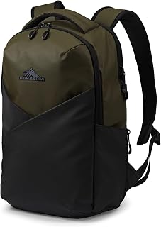Luna Polyester Large Storage Backpack with Grab Handle, 360 Degree Reflectivity, and Laptop Padded Pocket Sleeve, Olive & Black