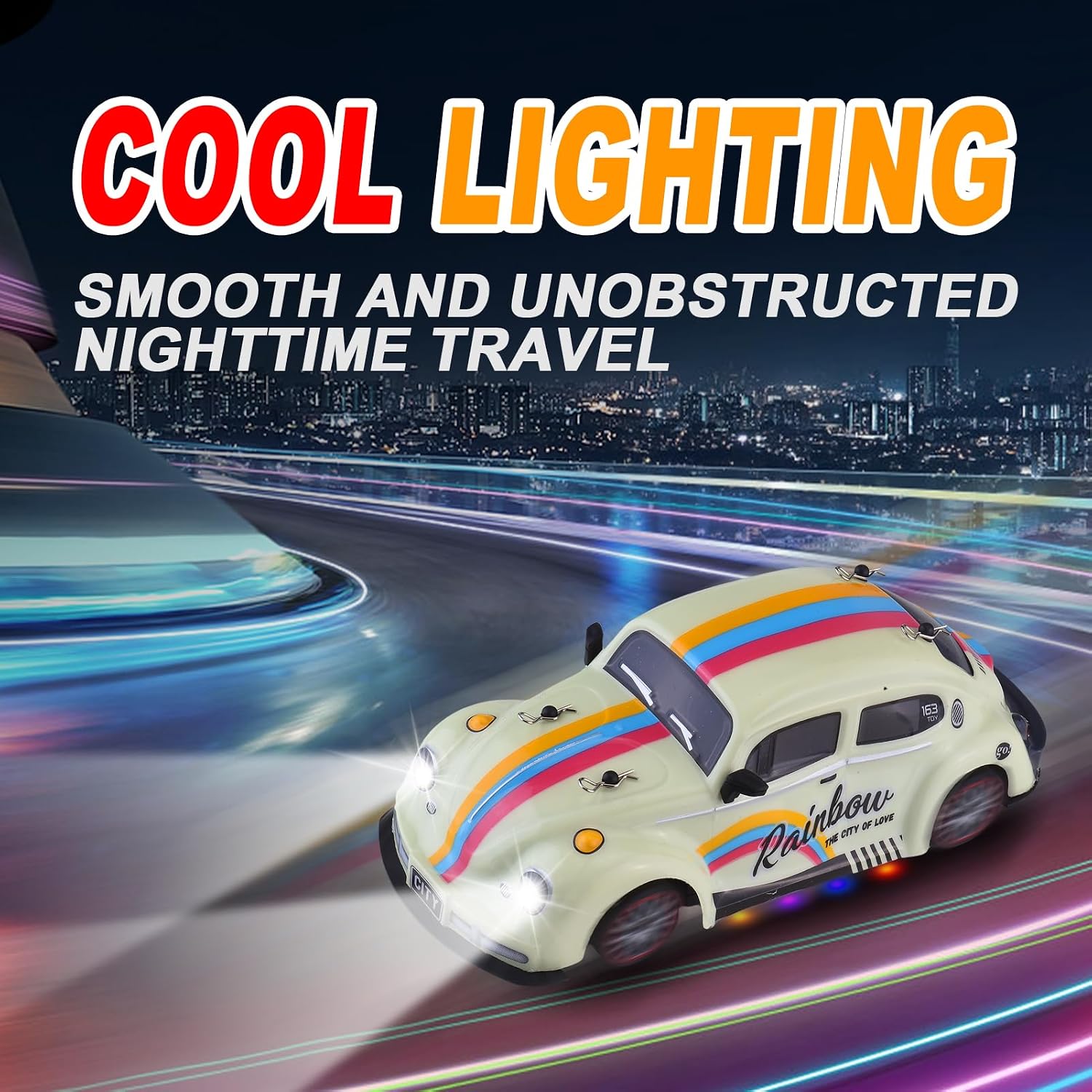 Remote Control Car, 1:18 Scale 4-Wheel Drive RC Drift Car with Spray and LED Lights, 2.4Ghz High Speed 15KMH Electric Racing Vehicle Toy Gift for Teens Adults (2 Batteries)