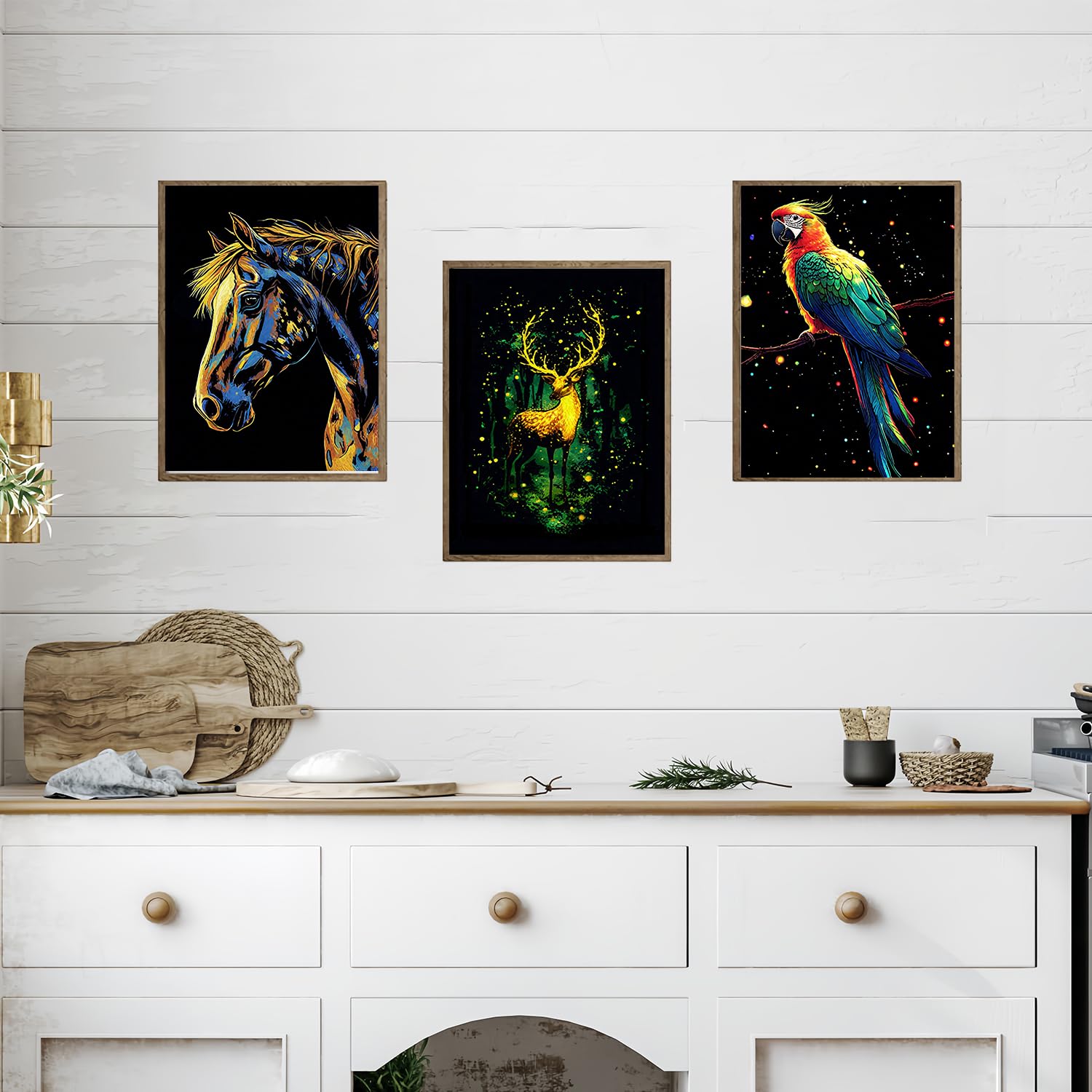 Kit Art à Gratter Arc-en-Ciel Lumineux 8 Pièces avec Outils de Grattage pour Adultes et Enfants (Animaux)