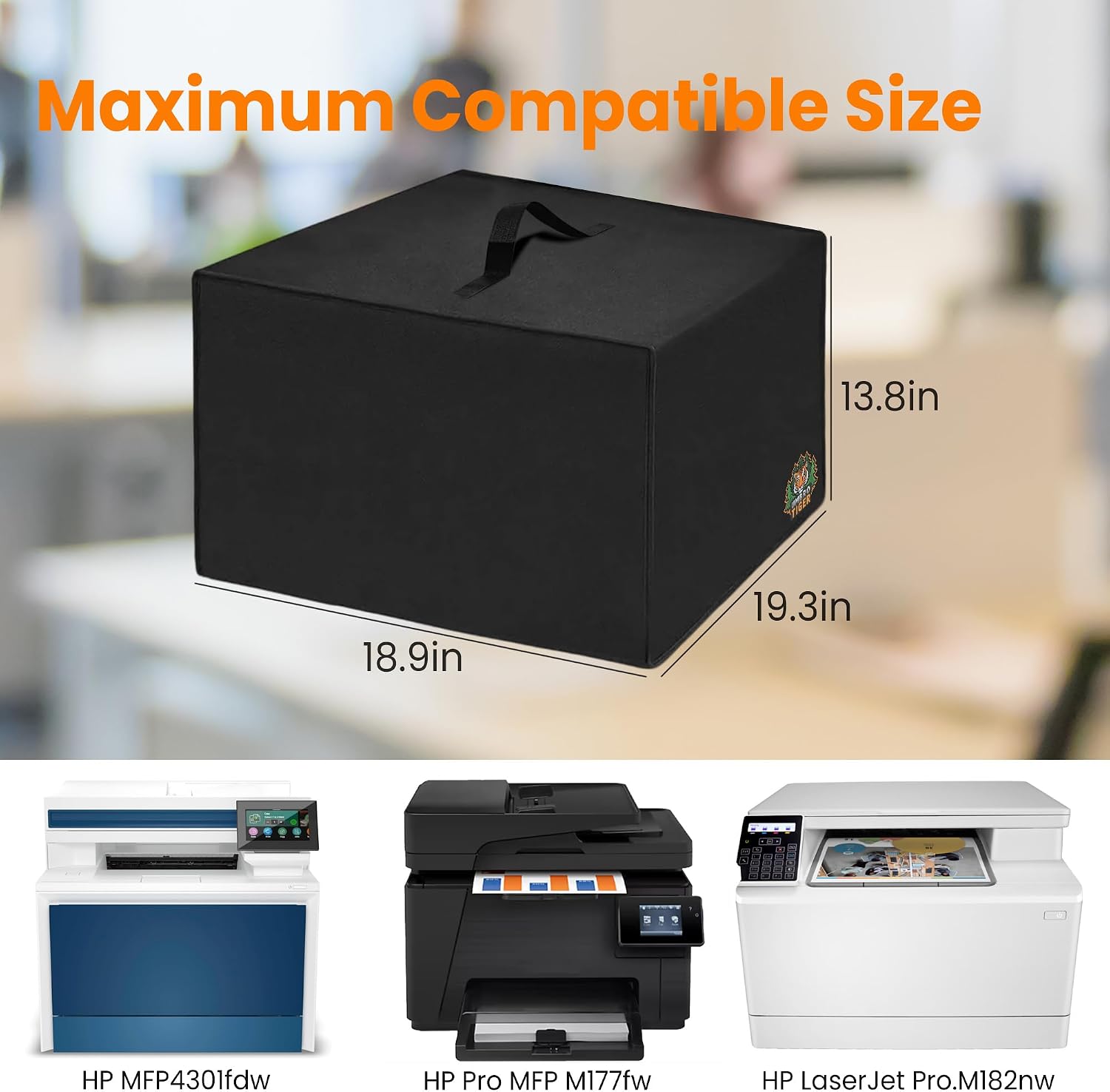 Printer Dust Cover for HP Color LaserJet Printer Pro MFP 4301fdw - Waterproof Anti-Static Dustproof Cover, Foldable 19.3x18.9x13.8in with Handle (300D Oxford Fabric) for Office and Home