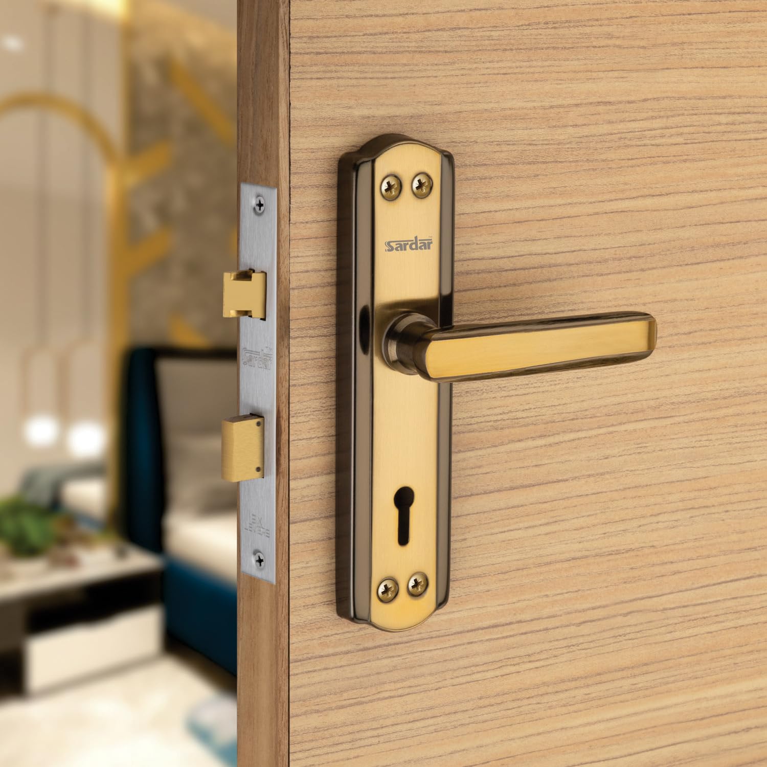 SARDAR Datsun Black Gold Iron Handle Set 7 Inch|2 Keys | 6 Lever Single Turn Lock Set| Handle Set for Door, Bathroom, Bedroom, Living Room| (Black Gold) (B0CLZQNZ66) Amazon Price History, Amazon Price Tracker
