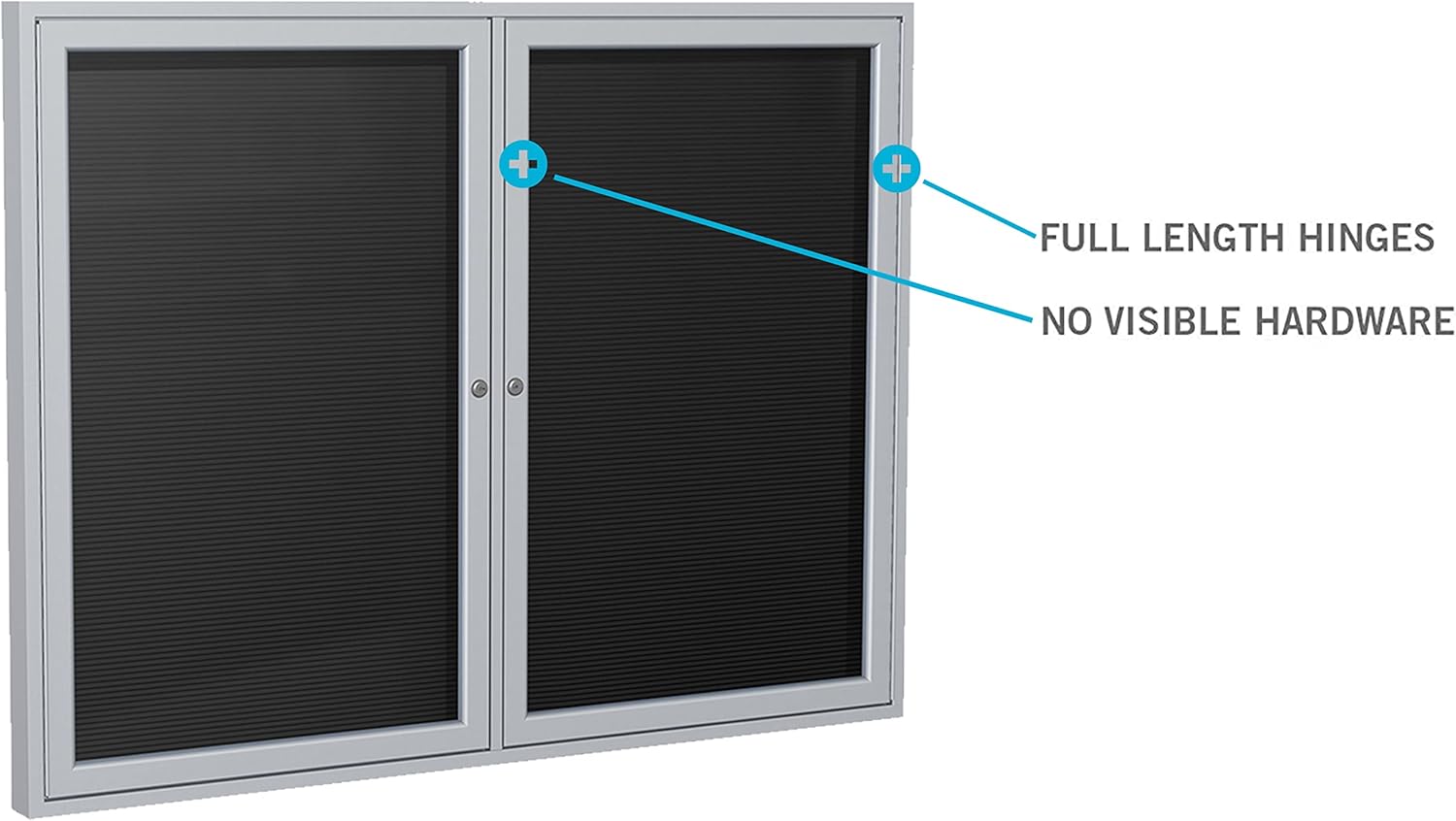 Ghent 48" x 60" Letter Board, Outdoor Enclosed, 2 Door, Black Vinyl Letter Panel, Satin Aluminum Frame (PA24860BX-BK) - Made in USA : Everything Else