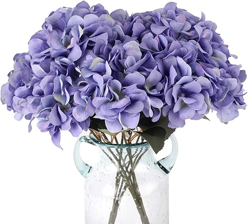 Miniatura 10 de Jim's Cabin Paquete de 4 flores artificiales falsas, arreglos de hortensias de seda, ramos de boda, decoración floral de plástico, centros de mesa