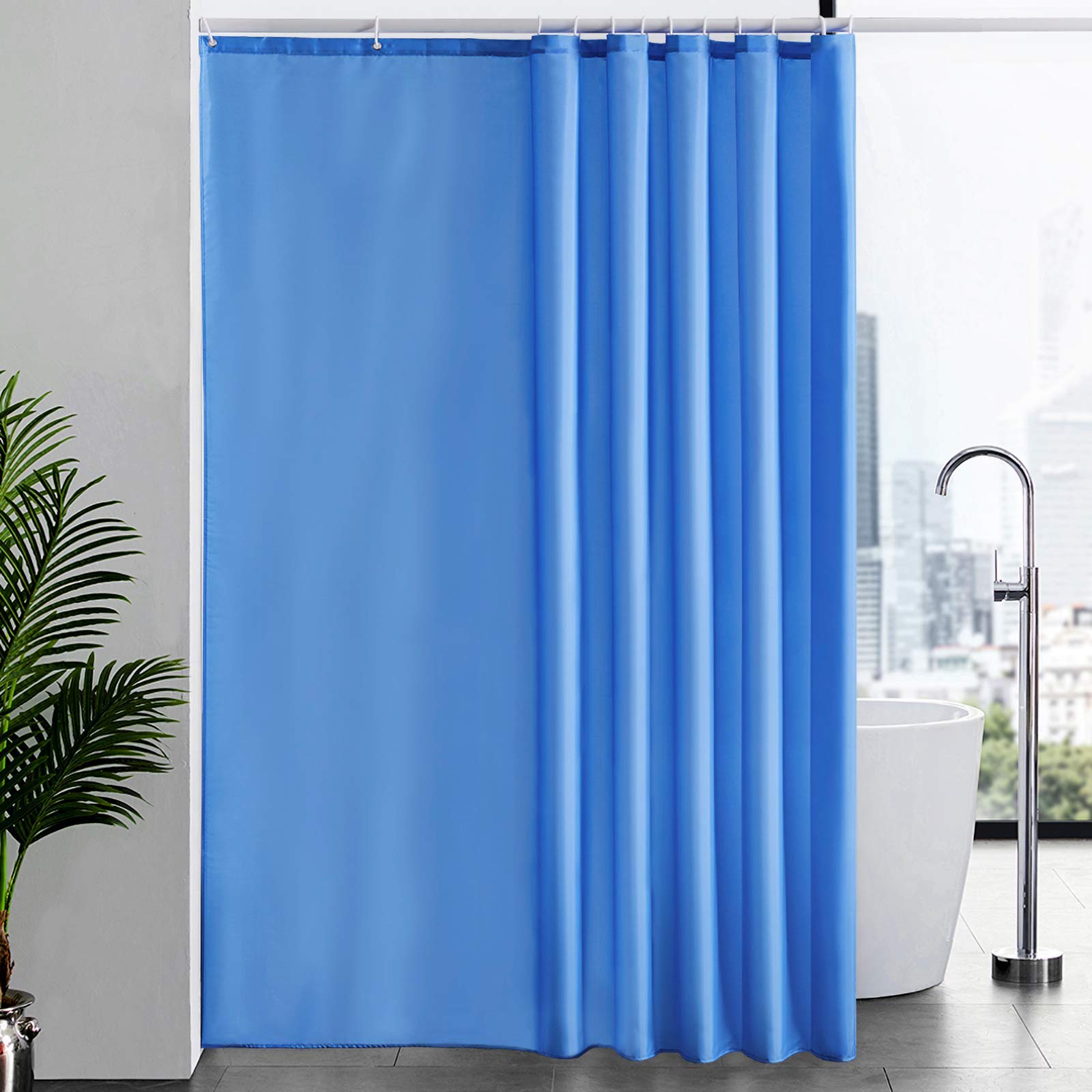 Furlinic Shower Curtain Mould Proof Resistant Wetroom Bathroom Polyester Fabric White 7ft Shower Curtains Liner Waterproof Rustproof Washable Weighted with 12 Hooks Extra Long 180x210cm 72x84. — view 119