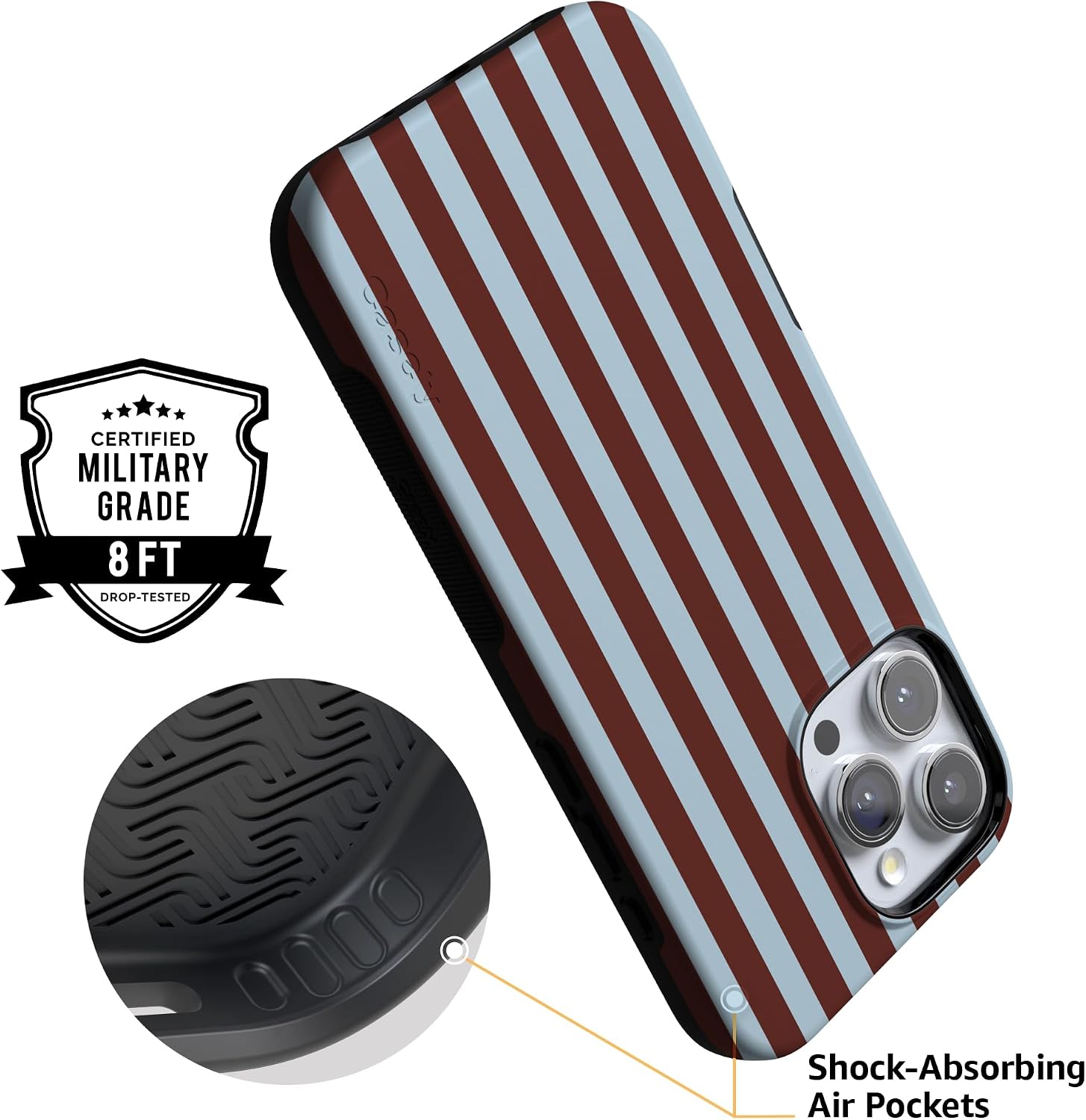 Casely iPhone 16 Pro Max Case | Sunday in Brooklyn | Blue Stripes | Bold Protective Design | Compatible with MagSafe