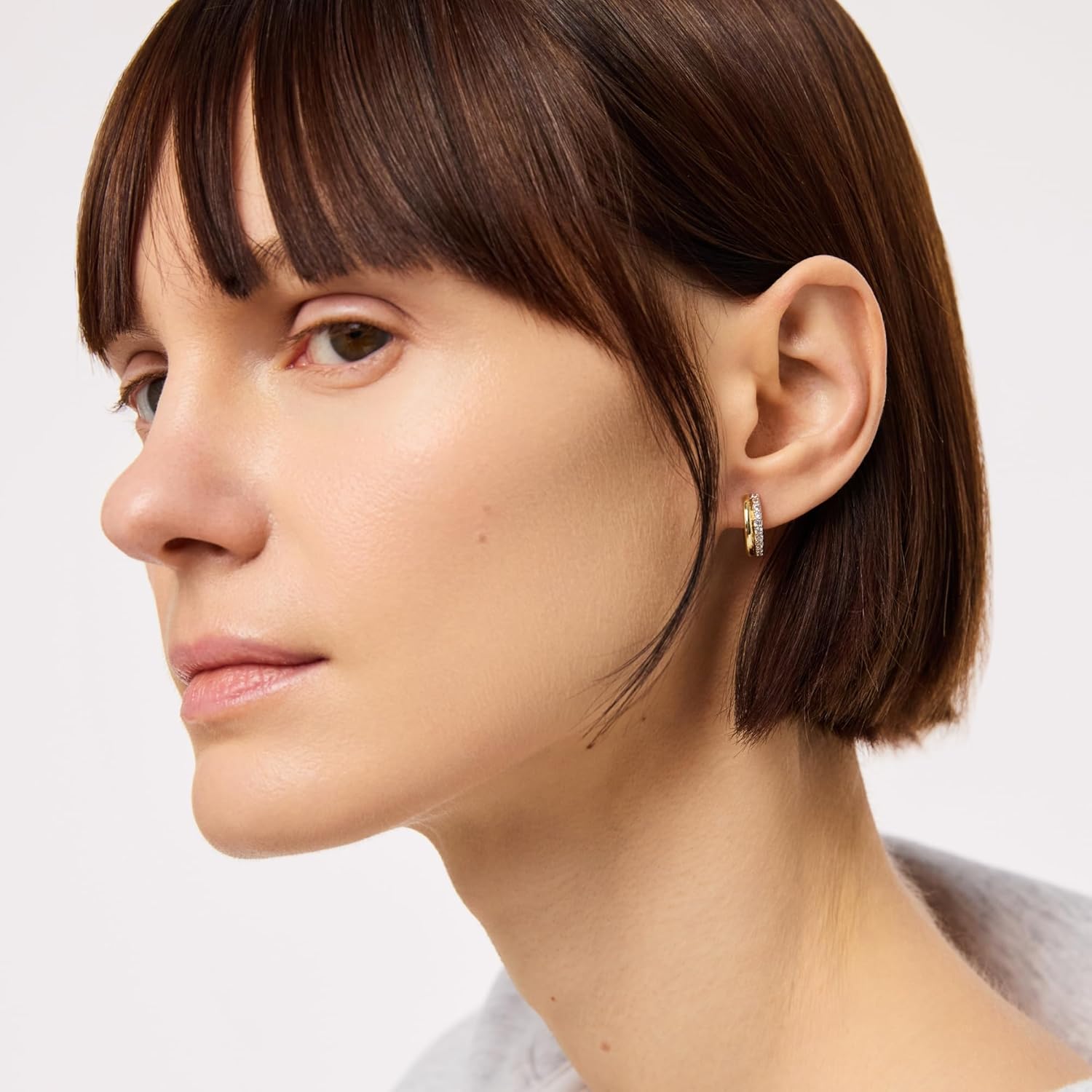 Ana Luisa Asher Small Huggie Hoop Earrings for Women - 14K Gold Plated, Silver Rhodium Plated and Two Tone Styles - Hypoallergenic, Tarnish-Free - Ana Luisa Jewelry - Stylish Gold Hoop Earrings - Image 6