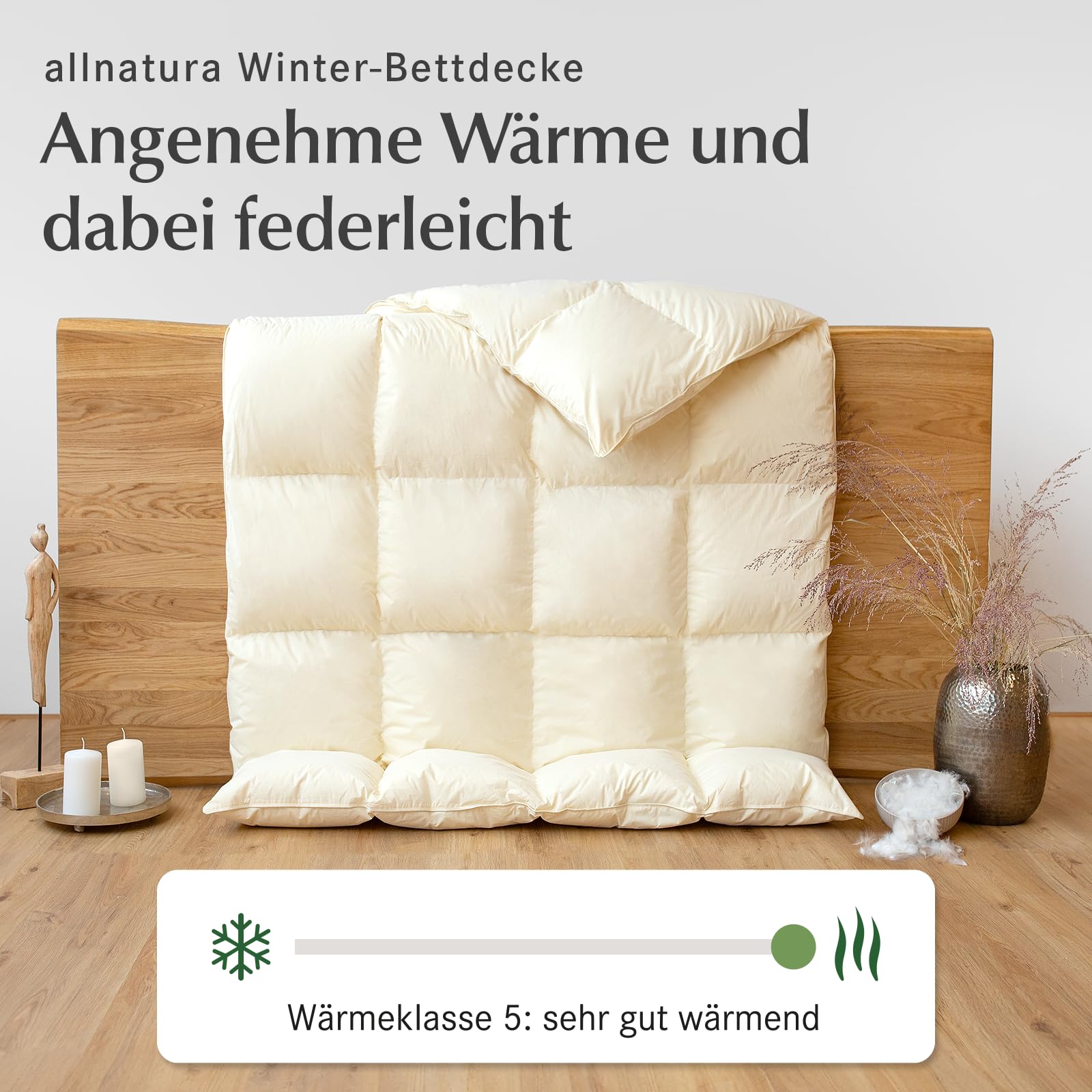 allnatura Daunen Bettdecke ANSARA 135x200 - warme Decke für 4 Jahreszeiten - federleicht und mit optimalen Isolationseigenschaften - 90% Daunen und 10% Federn Klasse 1 - Downpass - Made in Germany
