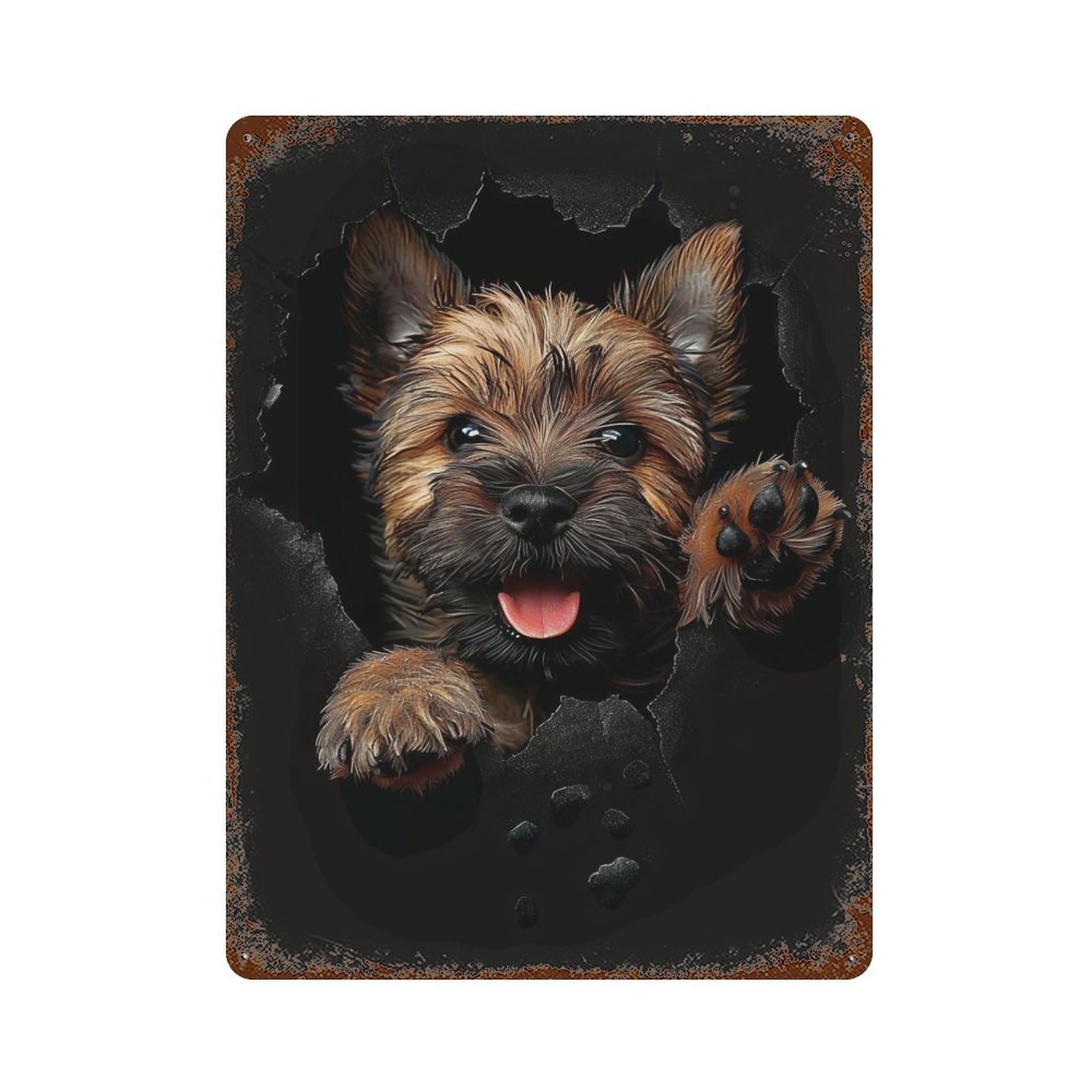 Vintage Rust Metal Sign Cairn Terrier Dog 15.7"x11.8", Shabby Chic Decor for Cafe, Home Bar And Lounge Decor