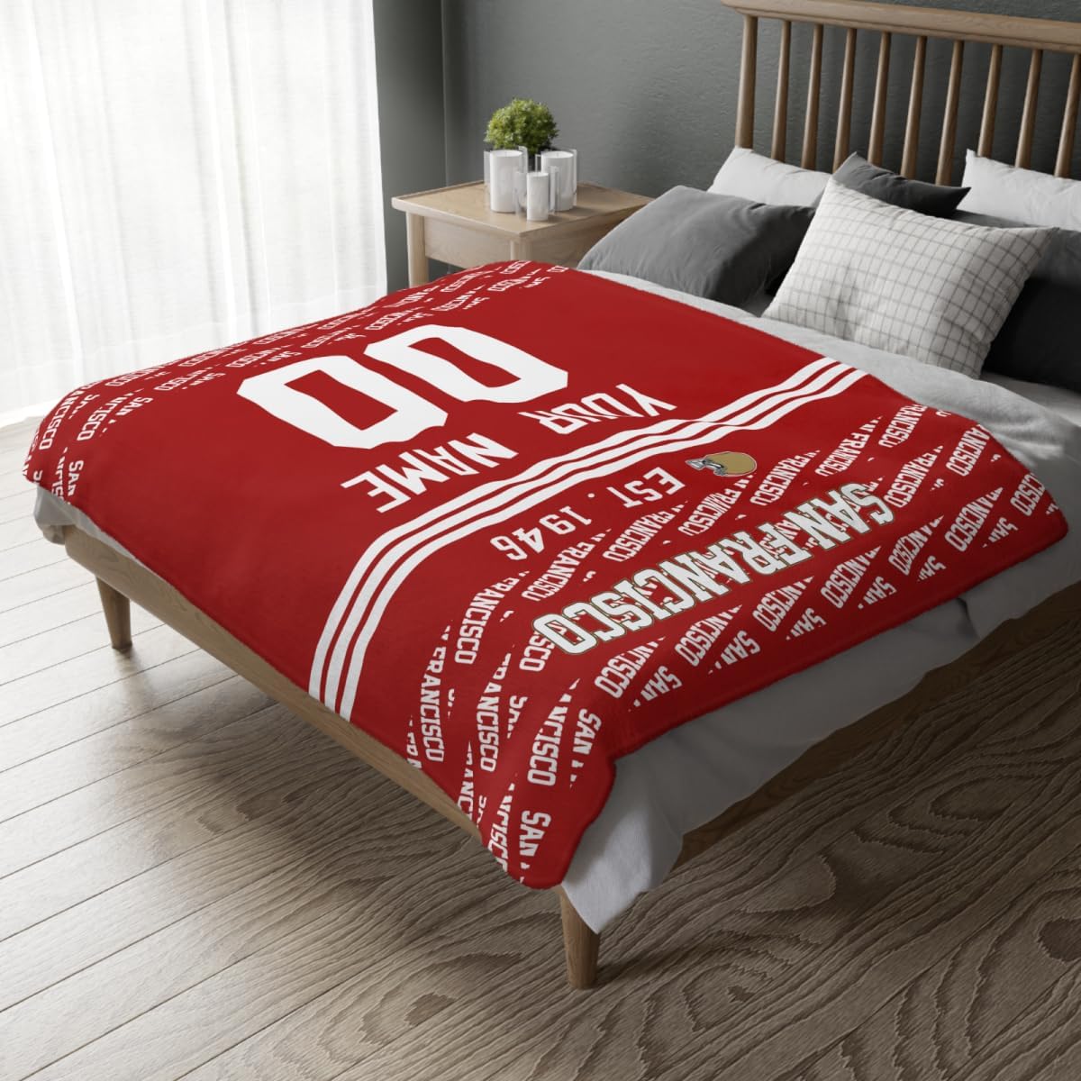 ANTKING San Francisco Throw Blanket Custom Name and Number Blanket for Men Women Boy Gifts - Image 3
