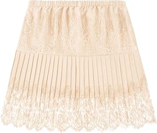 Girstunm Women's Mini Adjustable Removable Layered Sweep Shirt Underskirt Shirt Extender with Buttons