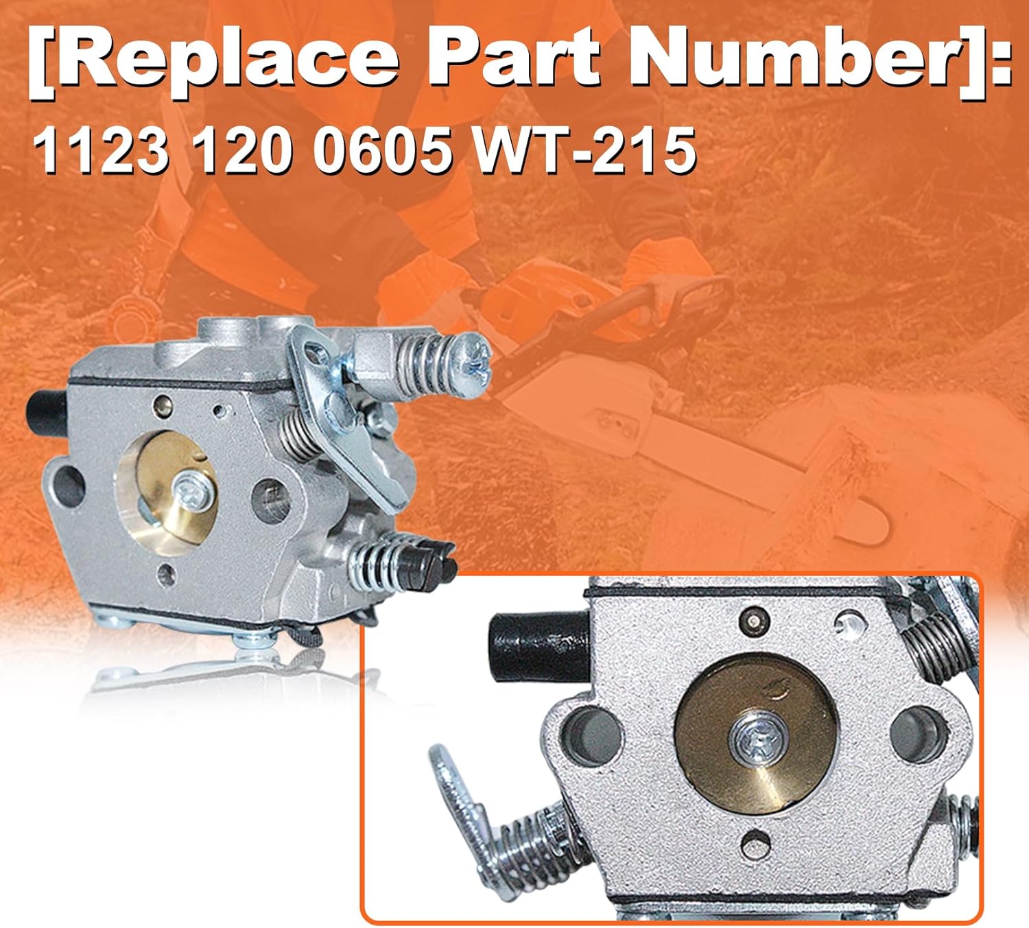 High-Per For mance Carburetor Kit For Stihl MS 250, 025, 021, 023, MS210C, MS210, MS 210, MS230, MS230C Chainsaws - OEM Code 1123 120 0605 WT-215