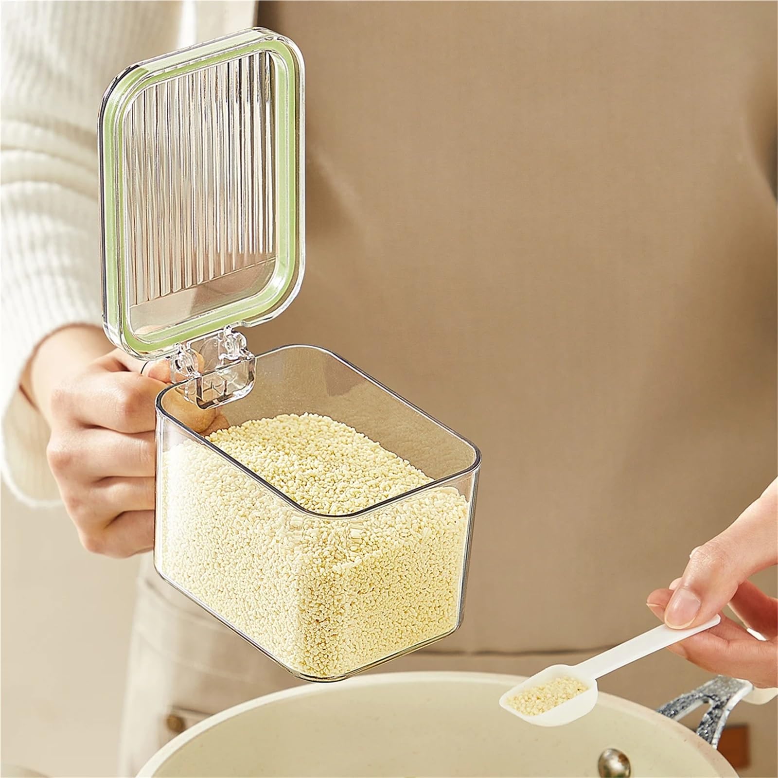 Set di 3 barattoli Se Jar Set, s contenitori per condimenti con cucchiaio, rack Se nizer, barattoli per erbe aromatiche per cucina, perfetti per Ses, condimenti e peperoni