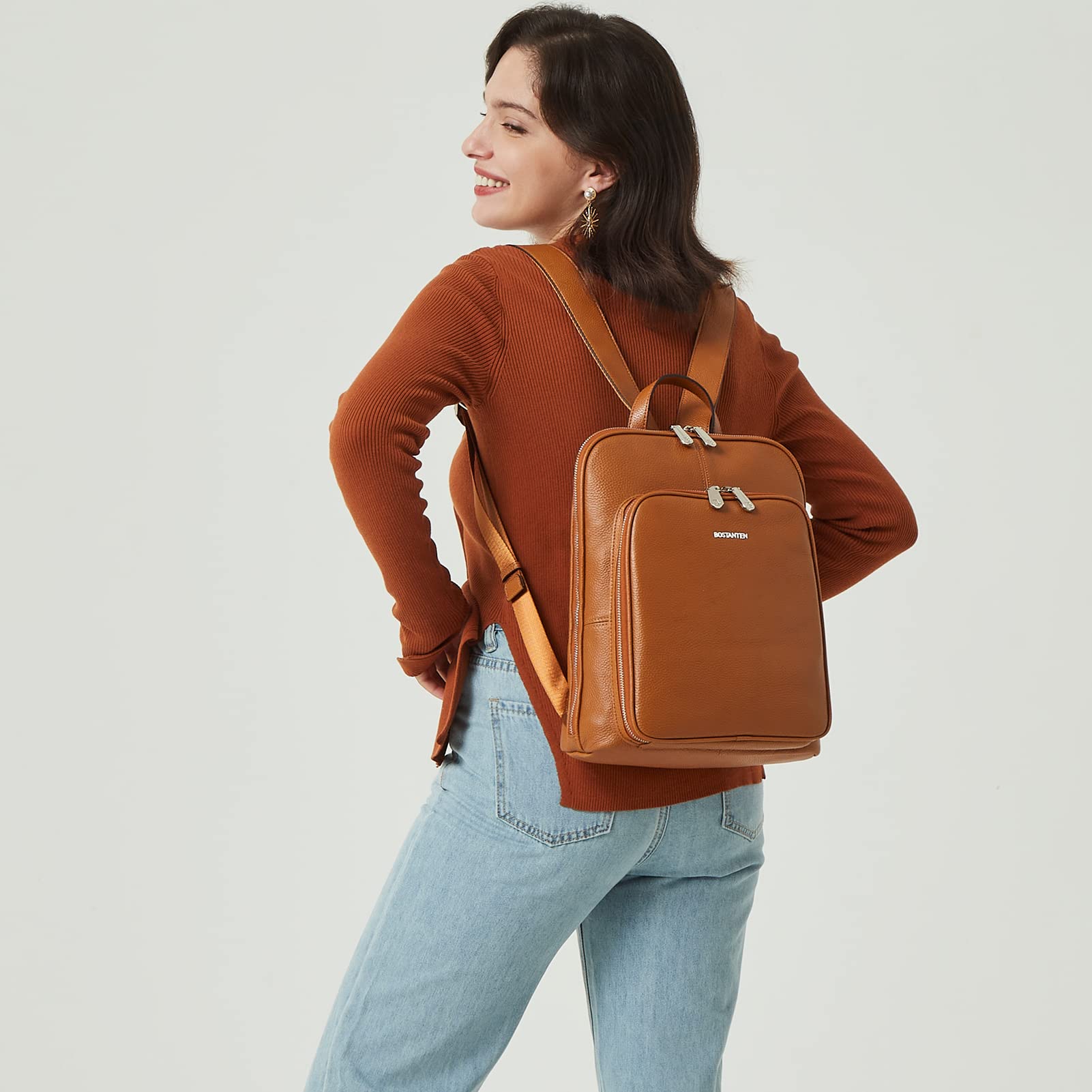 BOSTANTEN Leder Rucksack Damen Schulrucksack Reiserucksack Tagesrucksack Casual Backpack Daypacks