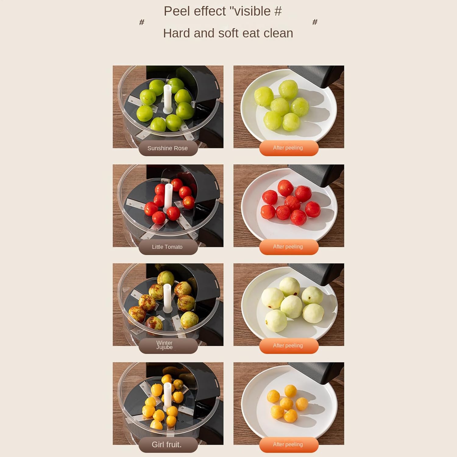 Grape Peeling Machine - Automatic Quick 50W Rechargeable Peeler | Small Fruit and Tomato Peeling Tool with Fast, Perfect for Home, Dorm, Kitchen, Apartment, Party, Picnic, Camping