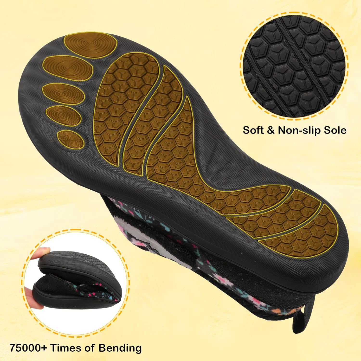 L-RUN Womens Slippers Wide Toe Box Barefoot Diabetic Shoes Women Ladies Winter House Shoes for Indoor and Outdoor - Image 6