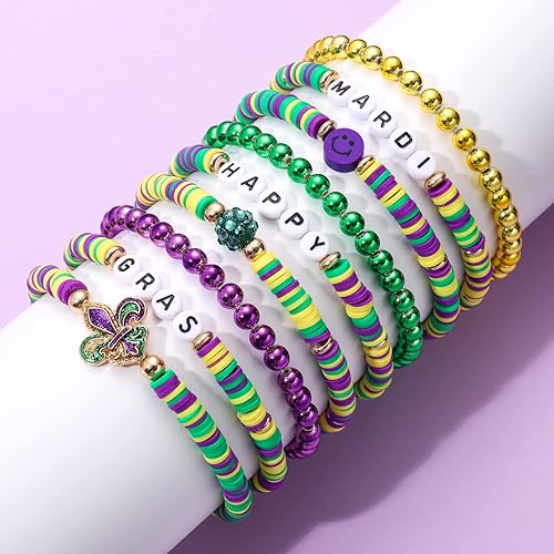Miniatura 4 de XOCARTIGE Pulseras de surfista Heishi para mujer, apilables, de vinilo, con cuentas de arcilla, elásticas, con capas, pulseras de amistad, joyería