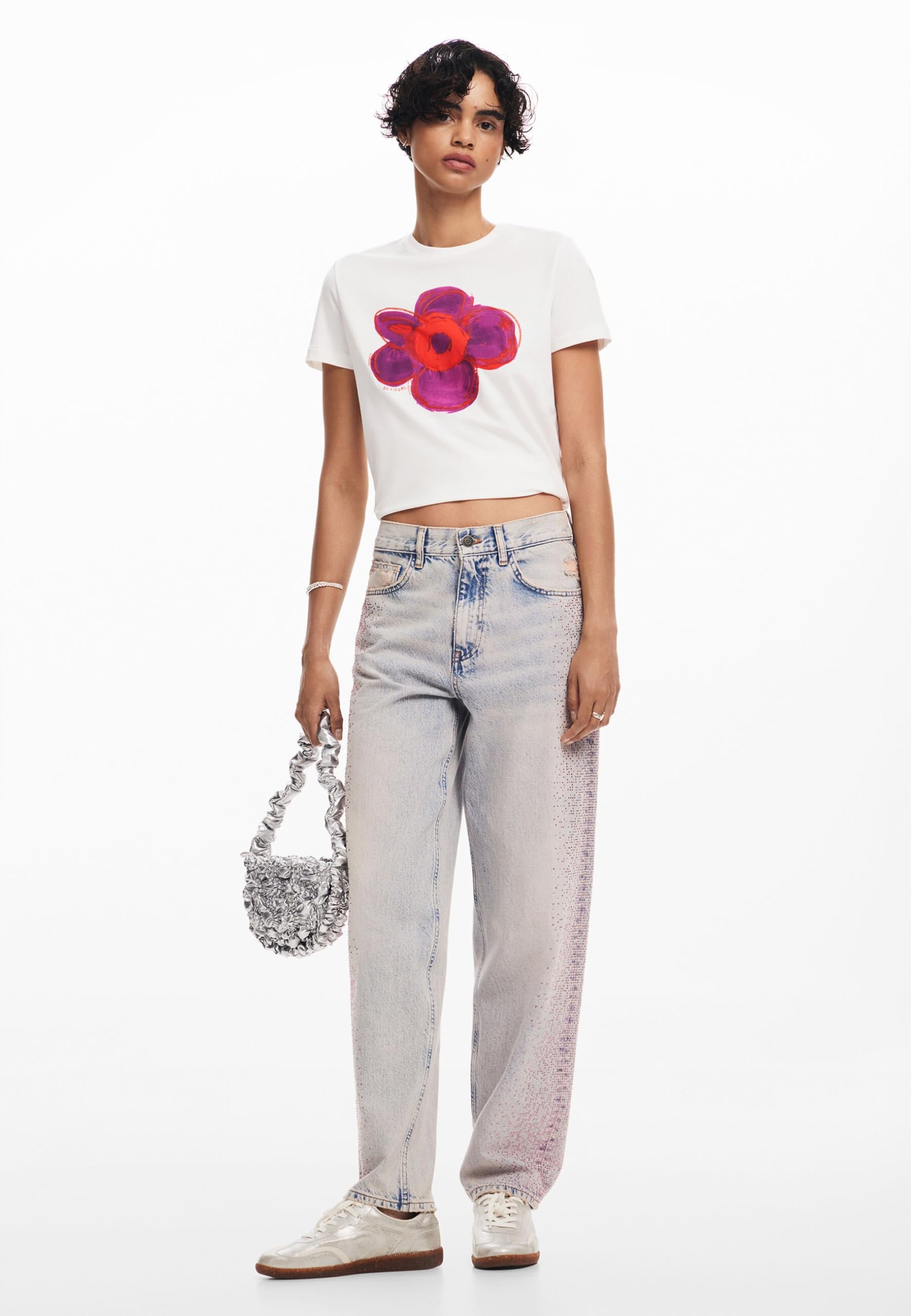 Desigual Koszulka Kobiety Woman Knit T-shirt Z Krótkim Rękawem