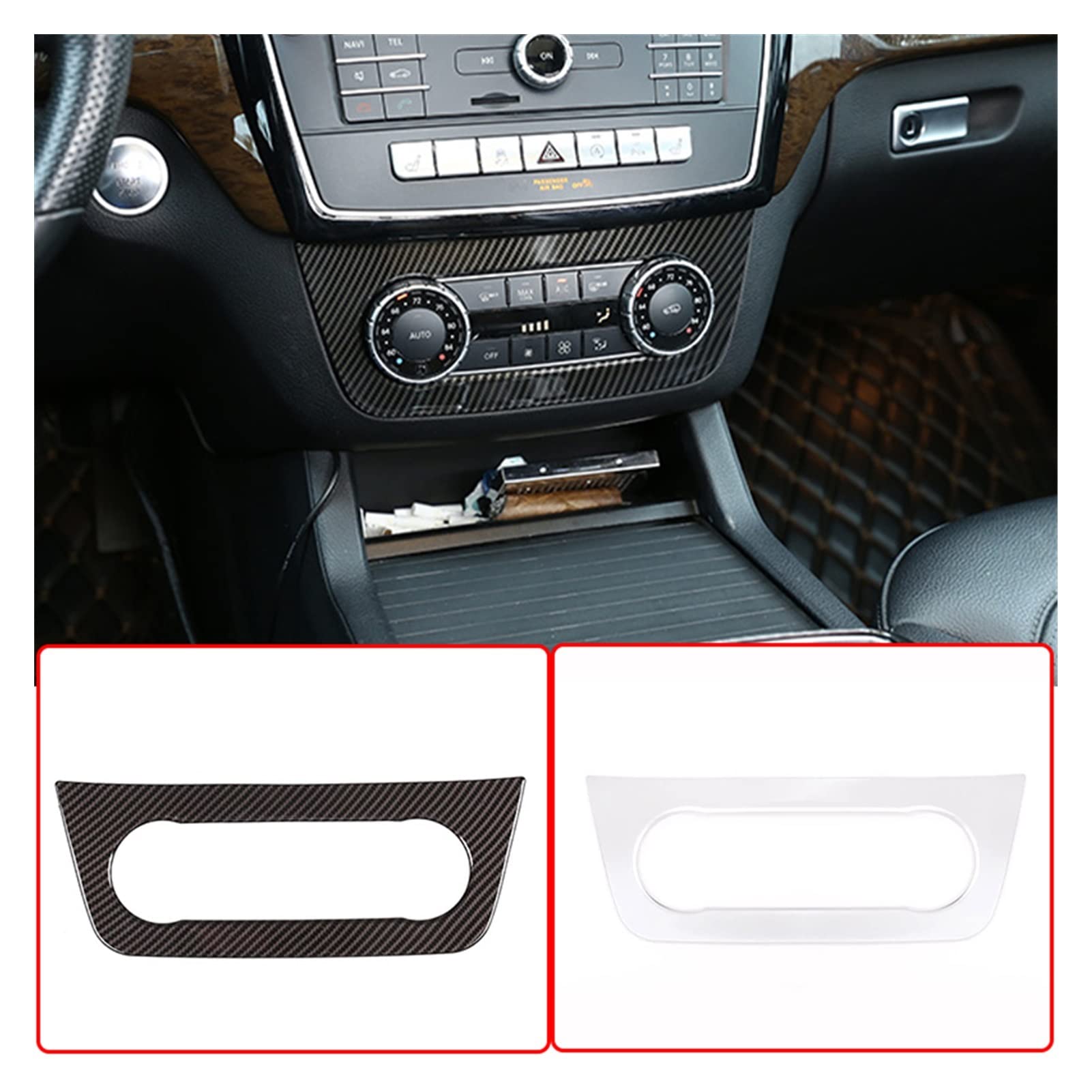 YINGO Car Centralna Kontrola Klimatyzacja Gałka Dekoracyjne Ramki Wykończenia Kompatybilny z Mercedes Benz Ml GLE GL GLS Klasa W166 X166.(Silver)