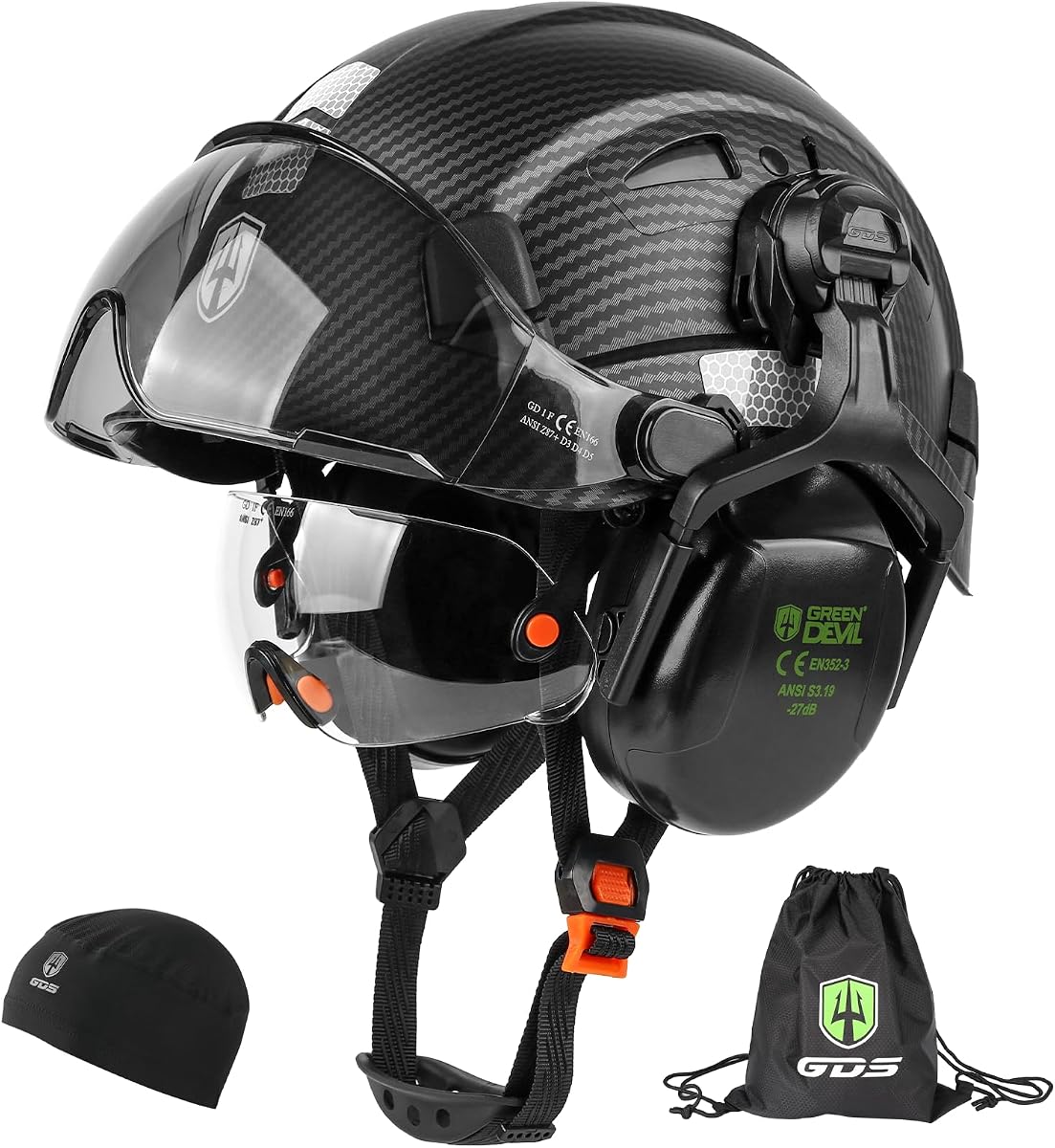 Hard Hat Safety Helmet with Visor and Ear Muffs Men Women Vented Work Hardhat ANSI Z89.1 Cascos De Construccion for Industrial Construction Forestry