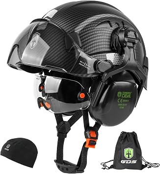 GREEN DEVIL Hard Hat Safety Helmet with Visor and Ear Muffs Men Women Vented Work Hardhat ANSI Z89.1 Cascos De Construccion for Industrial Construction Forestry