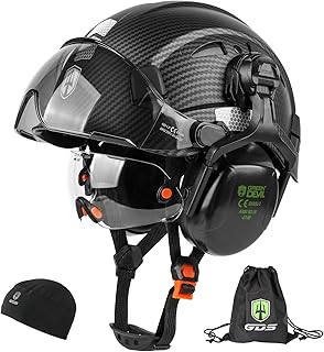 GREEN DEVIL Hard Hat Safety Helmet with Visor and Ear Muffs Men Women Vented Work Hardhat ANSI Z89.1 Cascos De Construccion for Industrial Construction Forestry