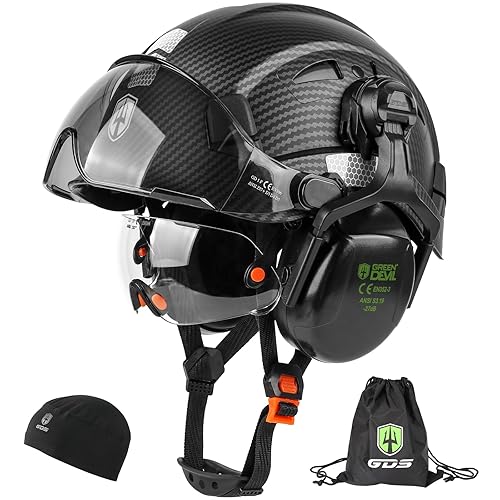 GREEN DEVIL Hard Hat Safety Helmet with Visor and Ear