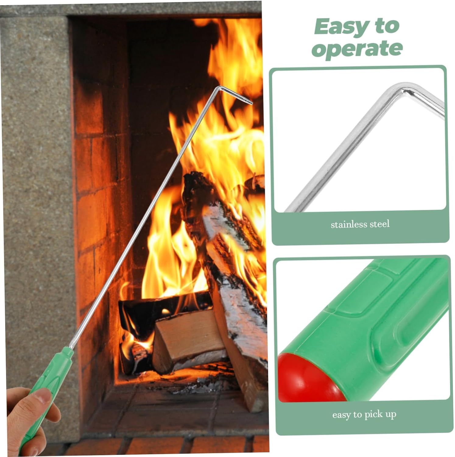 PRETYZOOM Stainless Steel Fireplace Poker Tool with Long Handle for Safety