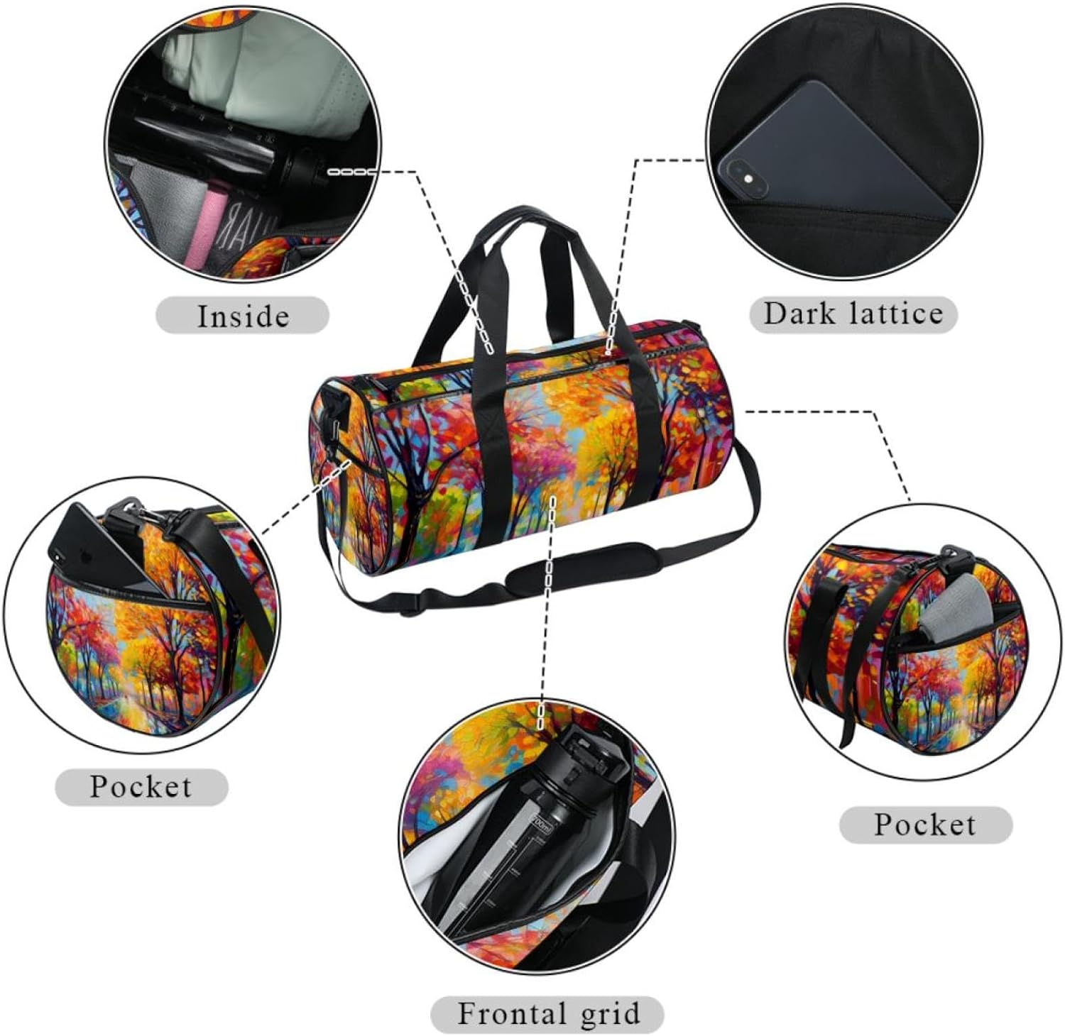 Gym Bags for Men,Travel Duffel Bags for Women,Autumn Tree Watercolor Painting,Workout Bag