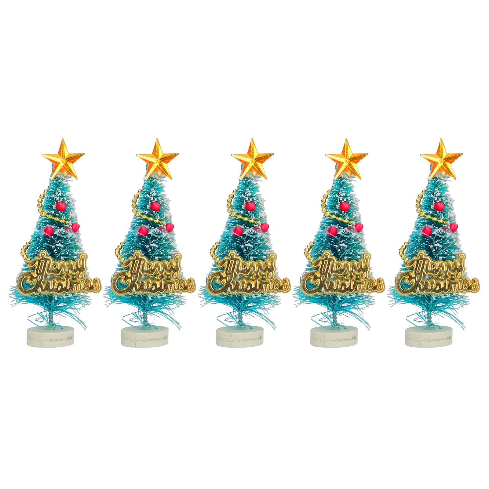 Muiltvoe Mini Dollhouse Christmas Tree, Realistic Small Christmas Decorations for Doll House Village Scene, with Miniature Ornaments for Indoor DIY Crafts
