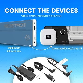 Pilot-24 Lite Charging Adaptor & DC Output Cable for DreamStation Go & Luna | Plug & Play, CPAP Power Cord, DC Output Cables, Charging Adapter, Replacement Cable, Travel Ready, CPAP Battery Backup Power