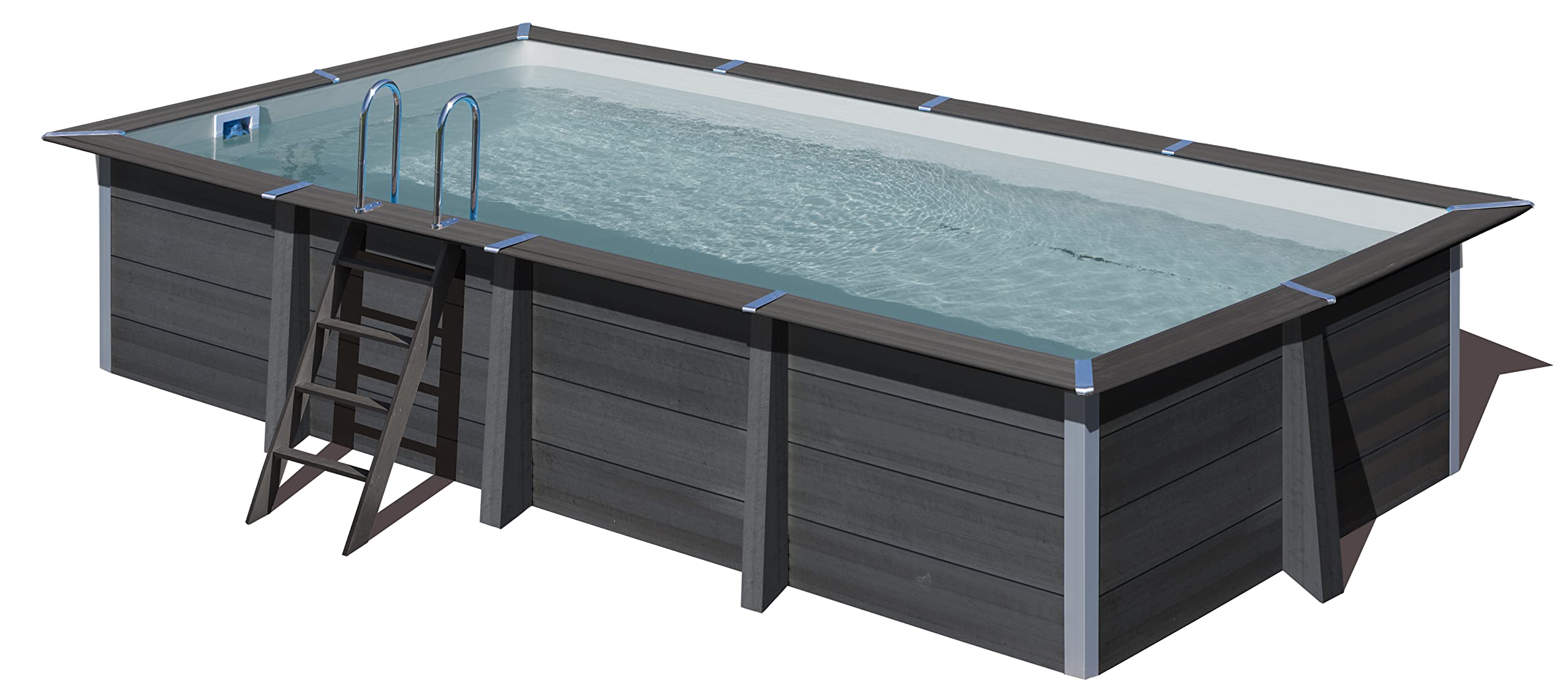 Gre KPCOR46 – Piscina Rectangular Composite 466 x 326 x 124 cm, con filtración 6 m3/​h, cuña metálica
