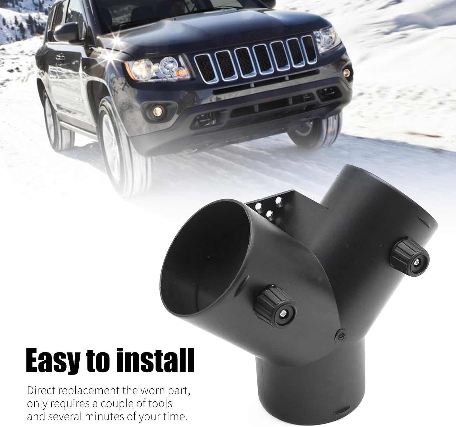 MDEOOSKY 75MM Car Heater Ventilation Duct, Y Branch Outlet Exhaust Connector, Black Joint Connector with Valve Flap Replacement for Webasto Air Diesel Auxiliary Heater