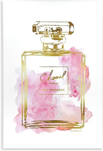 Stupell Industries - Botella de perfume Glam, color dorado y rosa, fabricada con orgullo en Estados Unidos