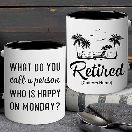 Miniatura 3 de WHIDOBE Regalos de jubilación personalizados para mujeres y hombres, taza de feliz jubilación, regalo de jubilación personalizado, divertidos
