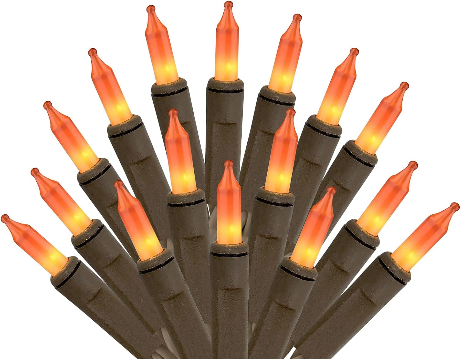 Orange and Brown Fall Lights - 100 Count - 24 Ft - Static and Flashing Mode image 2