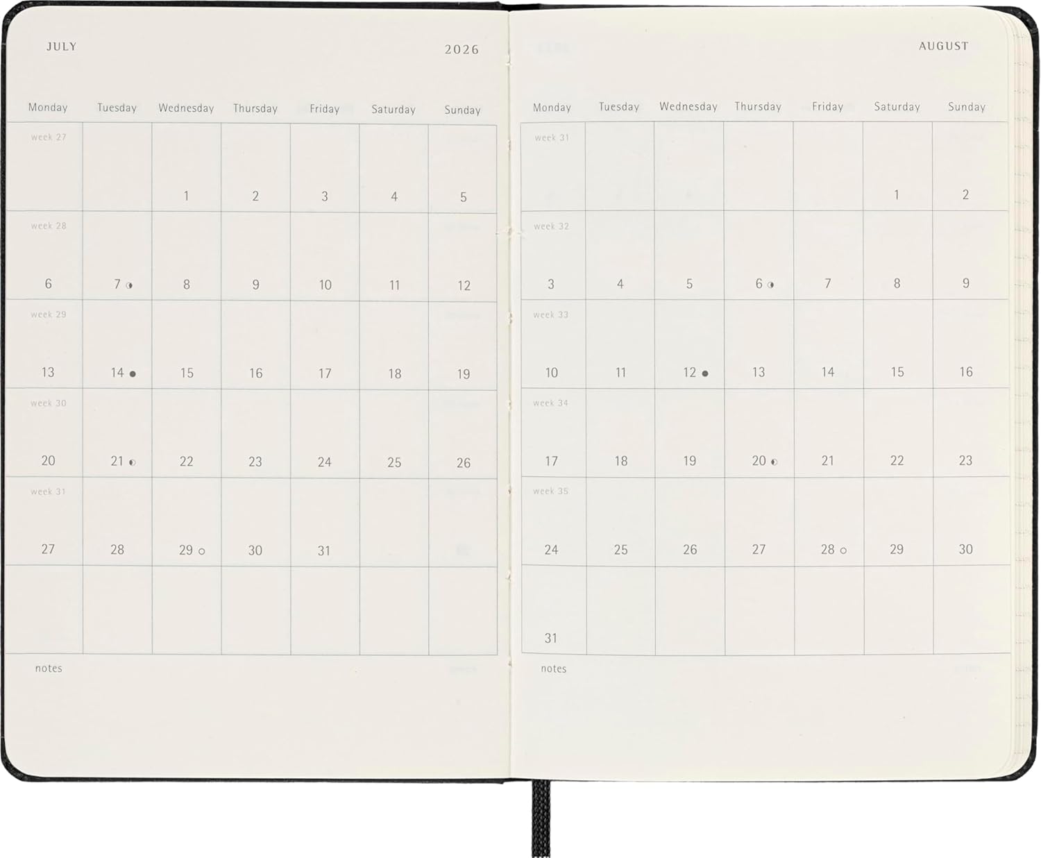Moleskine Classic 18 Month 2025-2026 Weekly Planner, Hard Cover, Pocket (3.5" x 5.5"), Black, 208 pages