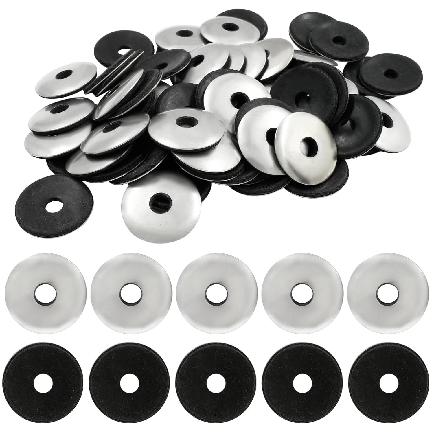 (100Pcs) #10 * 1"=4.8mm*25mm 304 Stainless Steel EPDM Bonded Sealing Washers Neoprene Rubber Washer, Gasket Assortment Kit for Screws