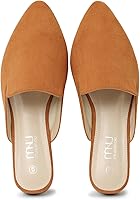 MUSSHOE Women's Pointed Toe Mules: Memory Foam Slip-On Flats, Non-Slip Backless Loafers for Office & Casual Comfort