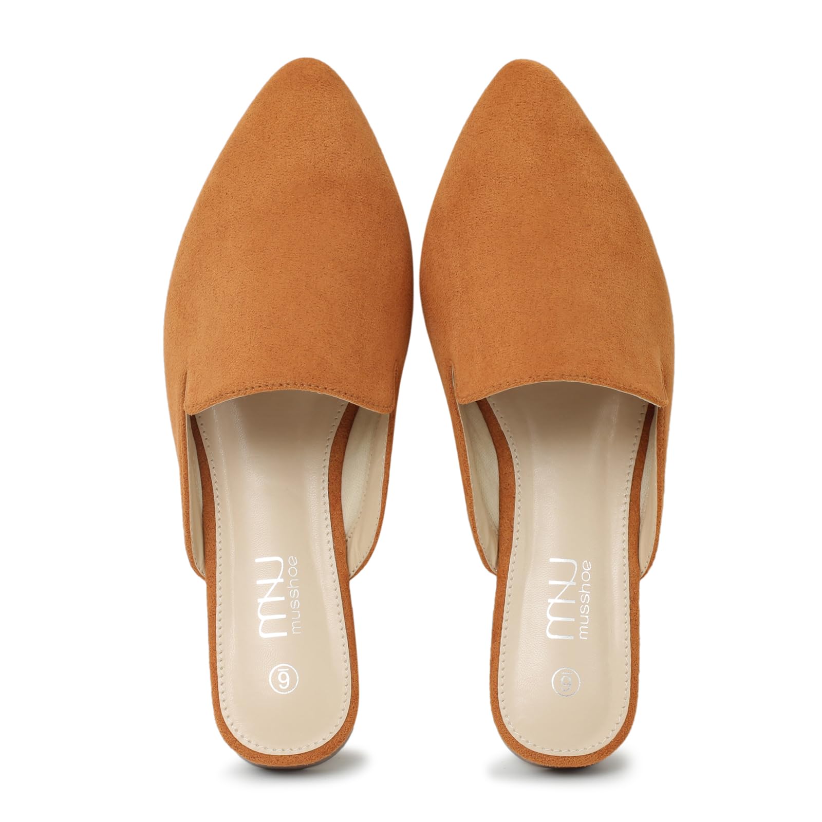 musshoe Women’s Pointed Toe Mule Flats: Comfortable Lightweight Slip On Backless Loafers with Memory Foam for Office Work & Dressy Casual Wear, Brown Suede, 10-picture-51